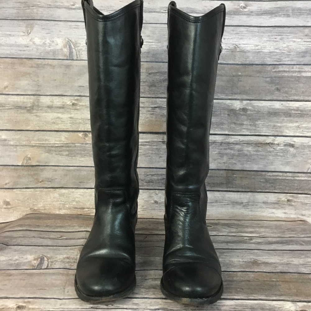 Frye Black Melissa Button Riding Boot - Picture 2 of 8